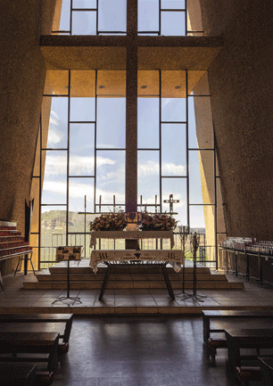 Inside of Chapel of Holy Cross, Sedona AZ in 3D